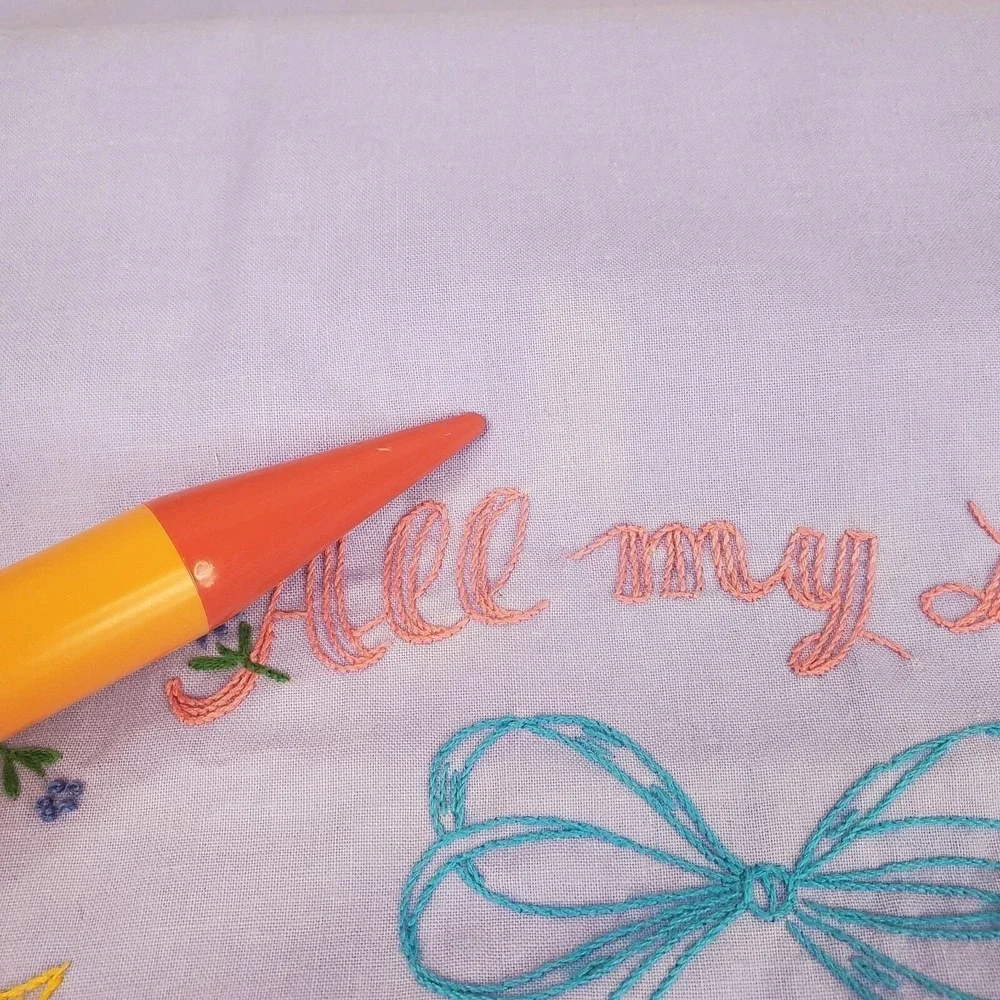 Lavender Purple ALL MY LOVE DARLING DEAREST‎ Crochet Doves Guest Pillow Case Set